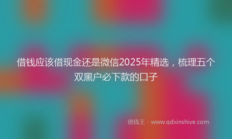 借钱应该借现金还是微信2025年精选，梳理五个双黑户必下款的口子