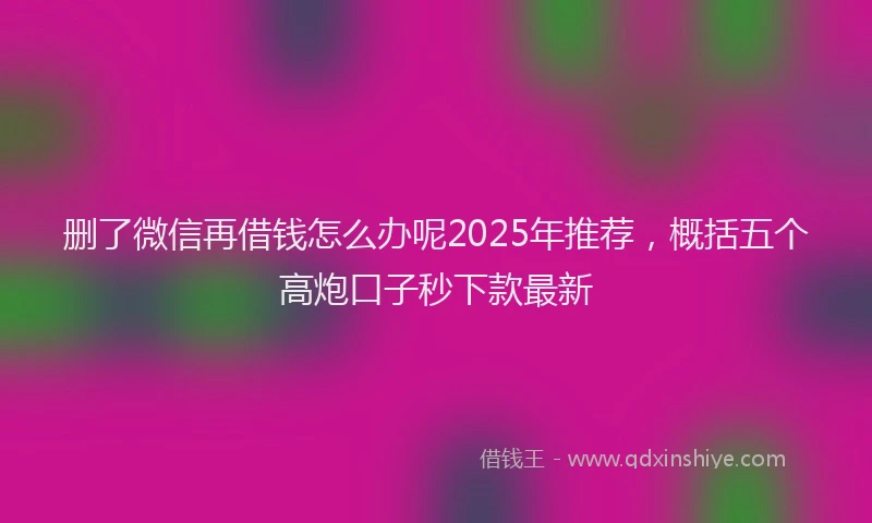 删了微信再借钱怎么办呢2025年推荐，概括五个高炮口子秒下款最新