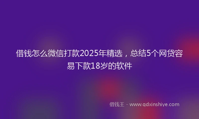 借钱怎么微信打款2025年精选，总结5个网贷容易下款18岁的软件