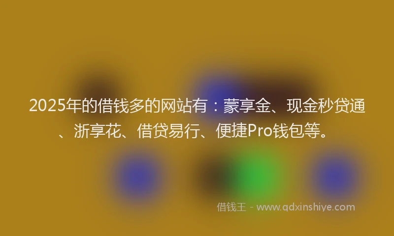 2025年的借钱多的网站有：蒙享金、现金秒贷通、浙享花、借贷易行、便捷Pro钱包等。