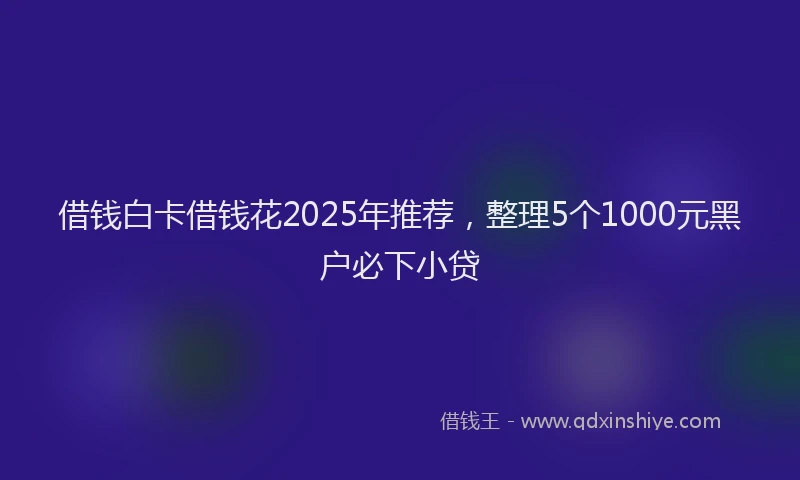 借钱白卡借钱花2025年推荐，整理5个1000元黑户必下小贷
