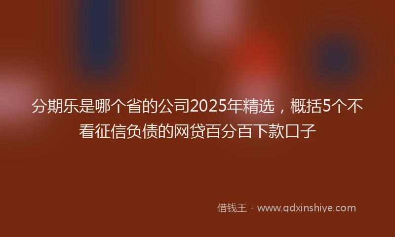分期乐是哪个省的公司2025年精选，概括5个不看征信负债的网贷百分百下款口子