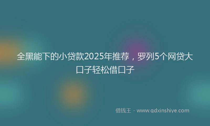 全黑能下的小贷款2025年推荐，罗列5个网贷大口子轻松借口子