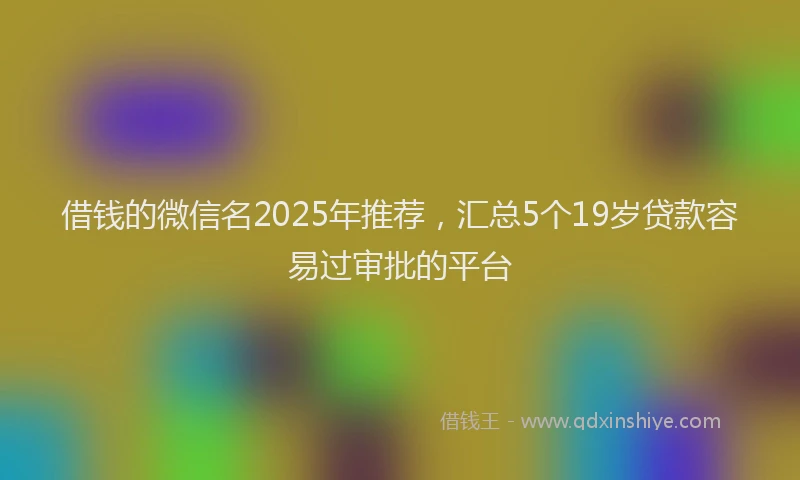 借钱的微信名2025年推荐，汇总5个19岁贷款容易过审批的平台
