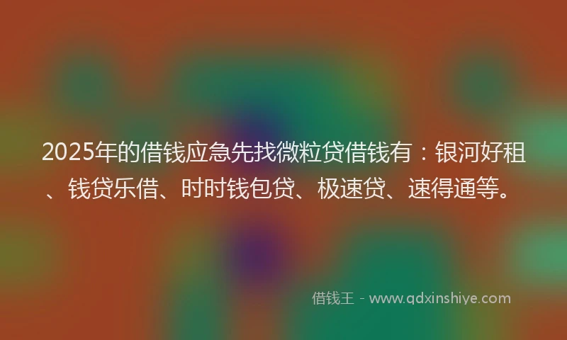 2025年的借钱应急先找微粒贷借钱有：银河好租、钱贷乐借、时时钱包贷、极速贷、速得通等。