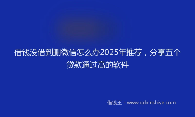 借钱没借到删微信怎么办2025年推荐，分享五个贷款通过高的软件