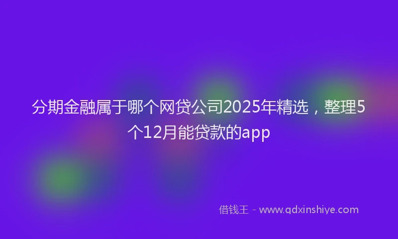 分期金融属于哪个网贷公司2025年精选，整理5个12月能贷款的app