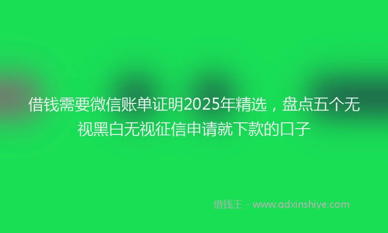 借钱需要微信账单证明2025年精选，盘点五个无视黑白无视征信申请就下款的口子