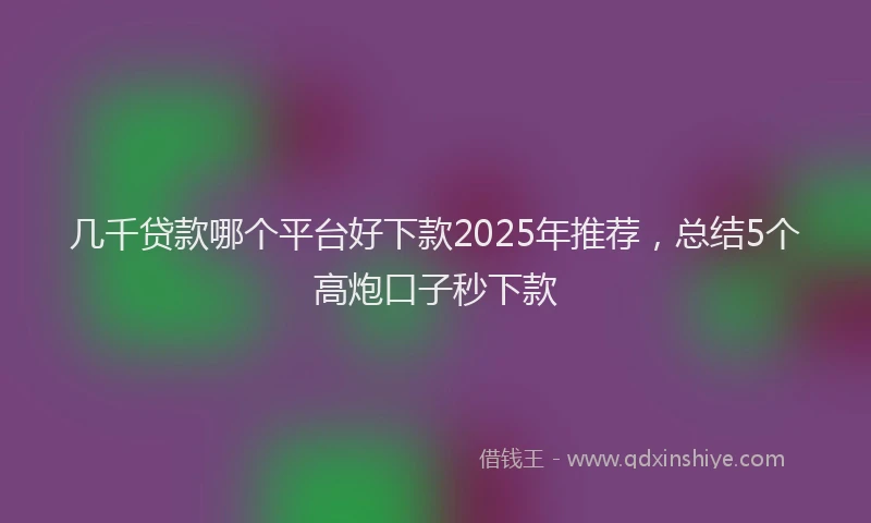 几千贷款哪个平台好下款2025年推荐，总结5个高炮口子秒下款