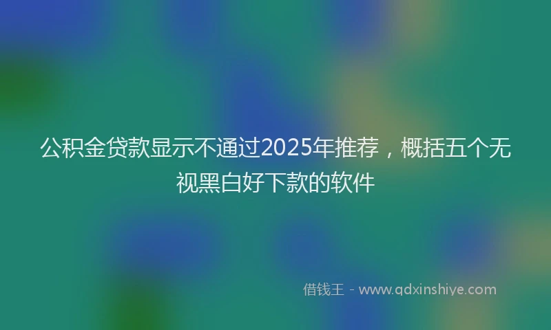 公积金贷款显示不通过2025年推荐，概括五个无视黑白好下款的软件