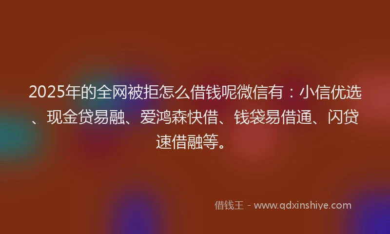 2025年的全网被拒怎么借钱呢微信有：小信优选、现金贷易融、爱鸿森快借、钱袋易借通、闪贷速借融等。