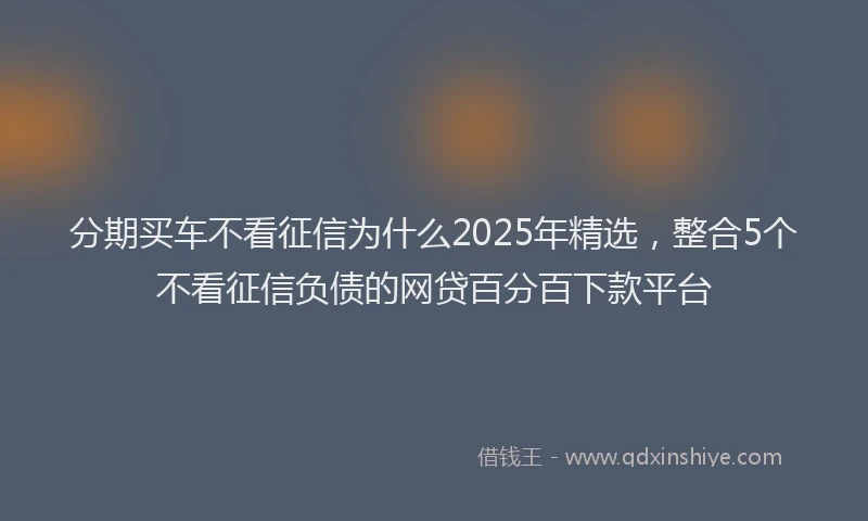 分期买车不看征信为什么2025年精选，整合5个不看征信负债的网贷百分百下款平台