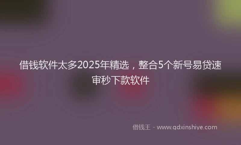 借钱软件太多2025年精选，整合5个新号易贷速审秒下款软件