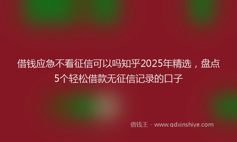 借钱应急不看征信可以吗知乎2025年精选，盘点5个轻松借款无征信记录的口子