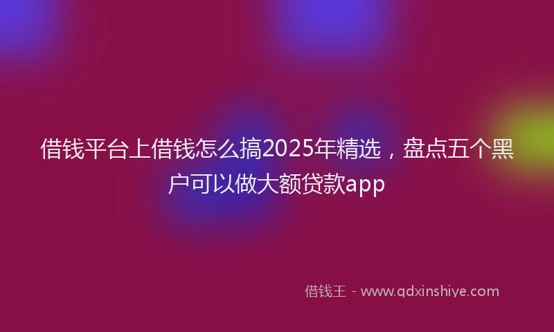 借钱平台上借钱怎么搞2025年精选，盘点五个黑户可以做大额贷款app