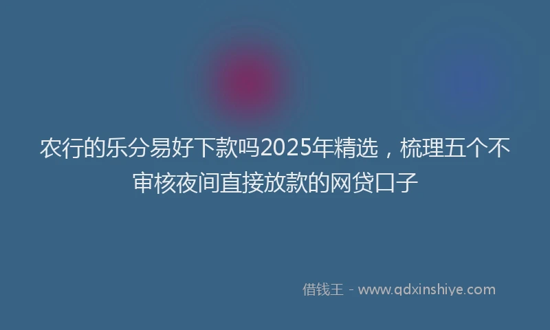 农行的乐分易好下款吗2025年精选，梳理五个不审核夜间直接放款的网贷口子