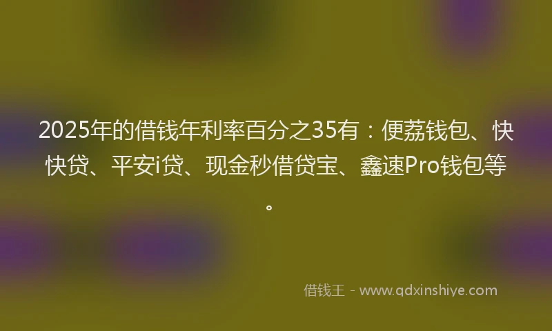 2025年的借钱年利率百分之35有：便荔钱包、快快贷、平安i贷、现金秒借贷宝、鑫速Pro钱包等。