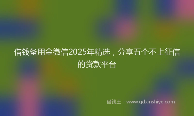 借钱备用金微信2025年精选，分享五个不上征信的贷款平台