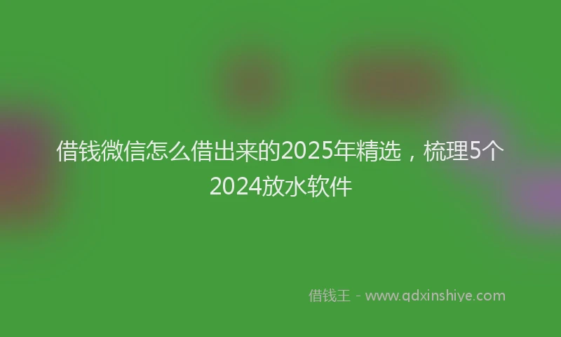借钱微信怎么借出来的2025年精选，梳理5个2024放水软件