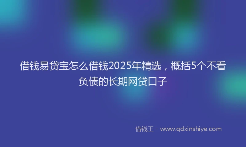 借钱易贷宝怎么借钱2025年精选，概括5个不看负债的长期网贷口子