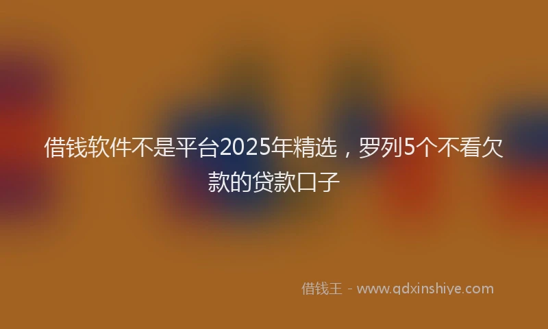 借钱软件不是平台2025年精选，罗列5个不看欠款的贷款口子