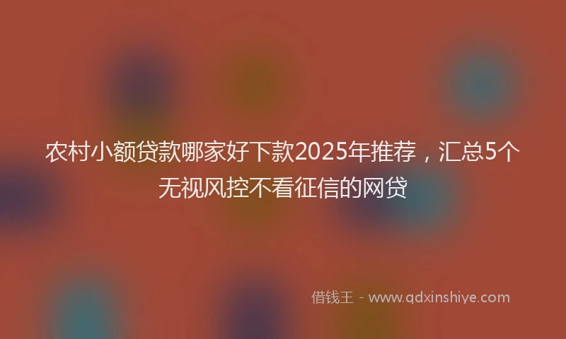 农村小额贷款哪家好下款2025年推荐，汇总5个无视风控不看征信的网贷