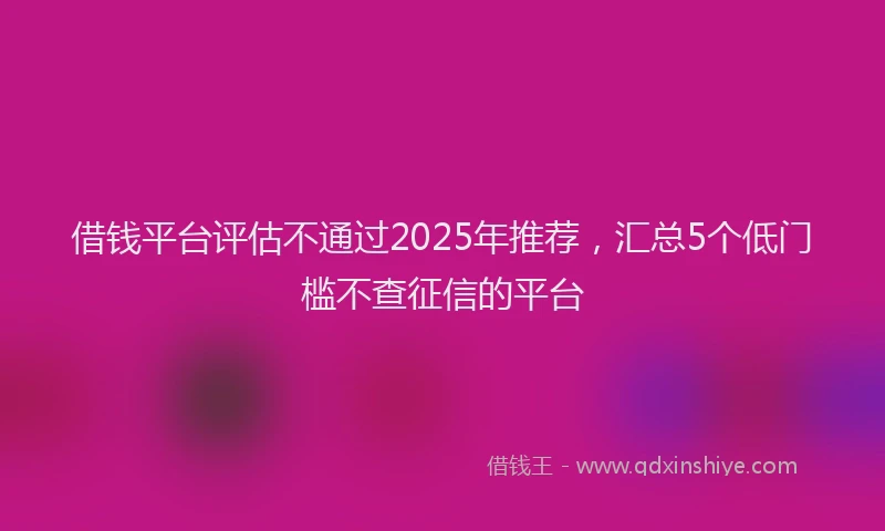 借钱平台评估不通过2025年推荐，汇总5个低门槛不查征信的平台