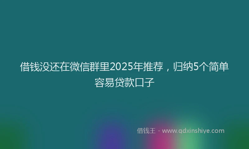 借钱没还在微信群里2025年推荐，归纳5个简单容易贷款口子