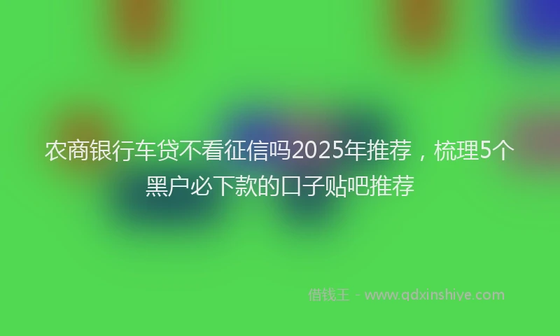 农商银行车贷不看征信吗2025年推荐，梳理5个黑户必下款的口子贴吧推荐