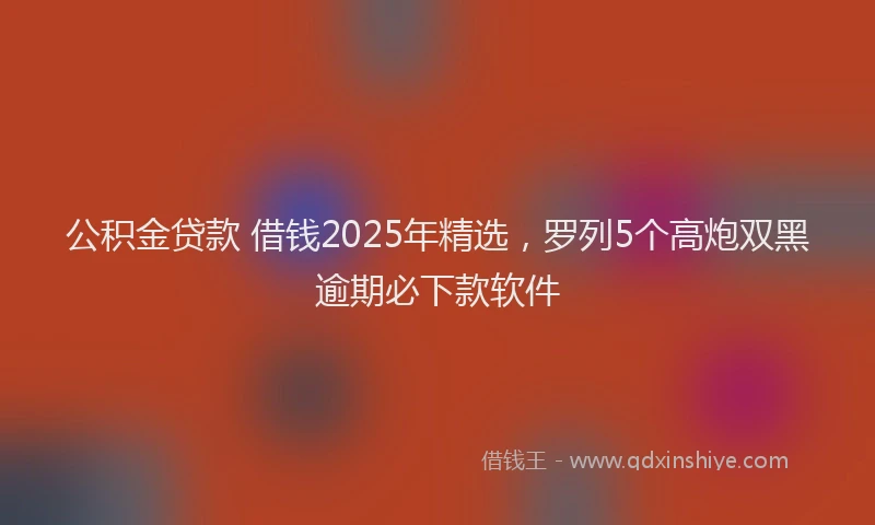 公积金贷款 借钱2025年精选，罗列5个高炮双黑逾期必下款软件
