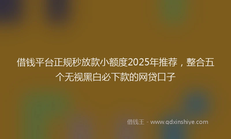 借钱平台正规秒放款小额度2025年推荐，整合五个无视黑白必下款的网贷口子