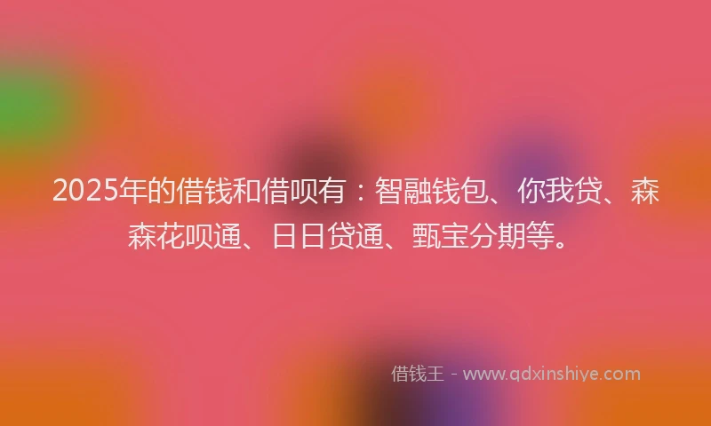 2025年的借钱和借呗有：智融钱包、你我贷、森森花呗通、日日贷通、甄宝分期等。