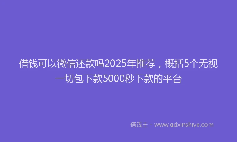 借钱可以微信还款吗2025年推荐，概括5个无视一切包下款5000秒下款的平台