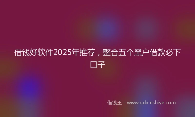 借钱好软件2025年推荐，整合五个黑户借款必下口子