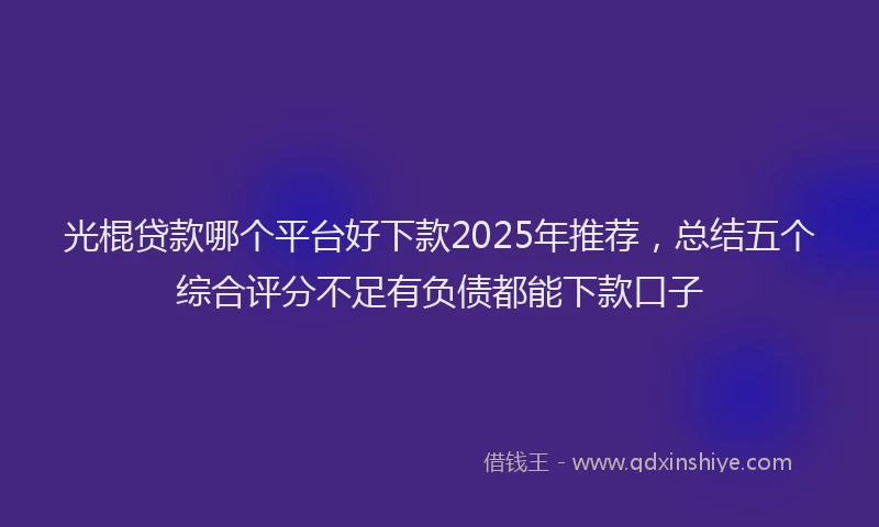 光棍贷款哪个平台好下款2025年推荐，总结五个综合评分不足有负债都能下款口子