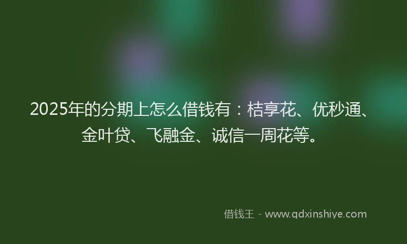 2025年的分期上怎么借钱有：桔享花、优秒通、金叶贷、飞融金、诚信一周花等。