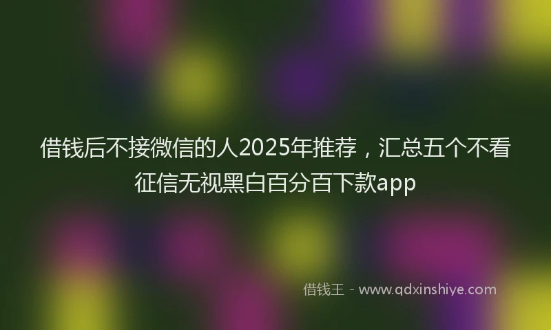 借钱后不接微信的人2025年推荐，汇总五个不看征信无视黑白百分百下款app