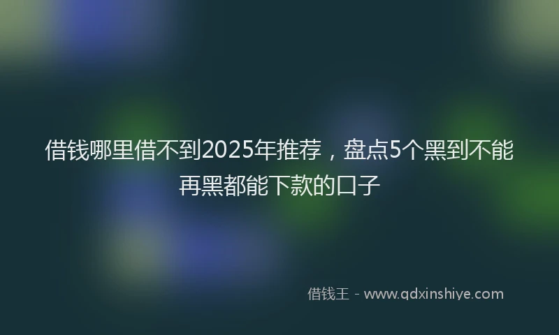 借钱哪里借不到2025年推荐，盘点5个黑到不能再黑都能下款的口子