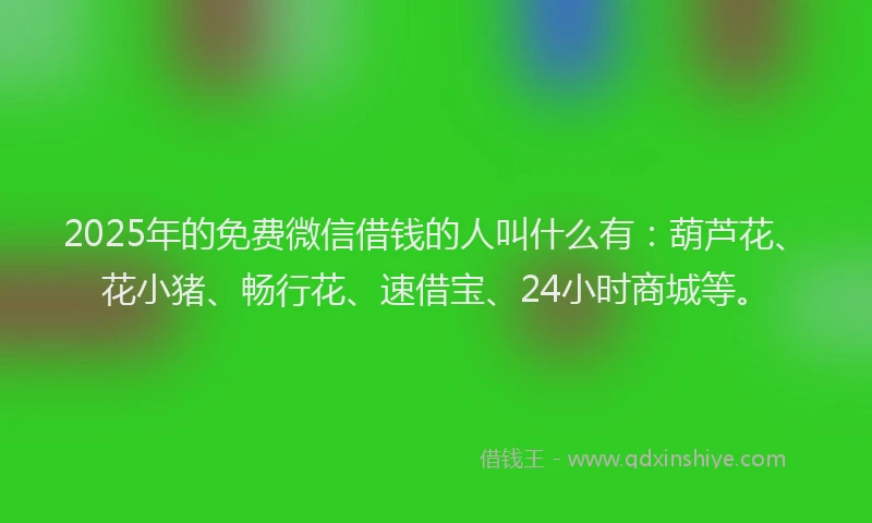 2025年的免费微信借钱的人叫什么有：葫芦花、花小猪、畅行花、速借宝、24小时商城等。
