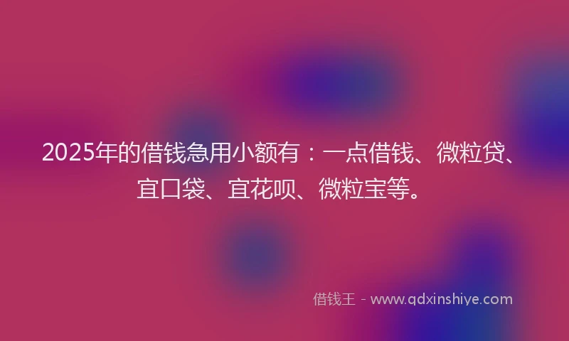 2025年的借钱急用小额有：一点借钱、微粒贷、宜口袋、宜花呗、微粒宝等。