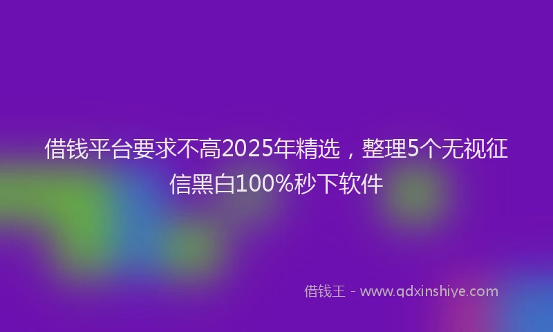 借钱平台要求不高2025年精选，整理5个无视征信黑白100%秒下软件