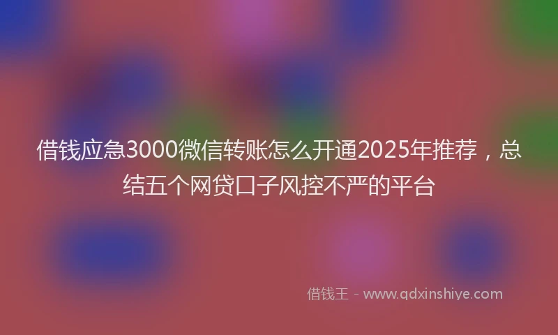 借钱应急3000微信转账怎么开通2025年推荐，总结五个网贷口子风控不严的平台