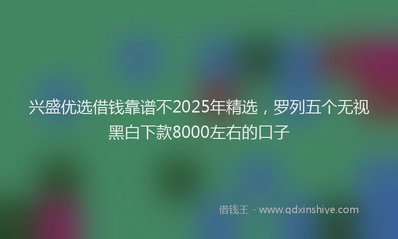 兴盛优选借钱靠谱不2025年精选，罗列五个无视黑白下款8000左右的口子