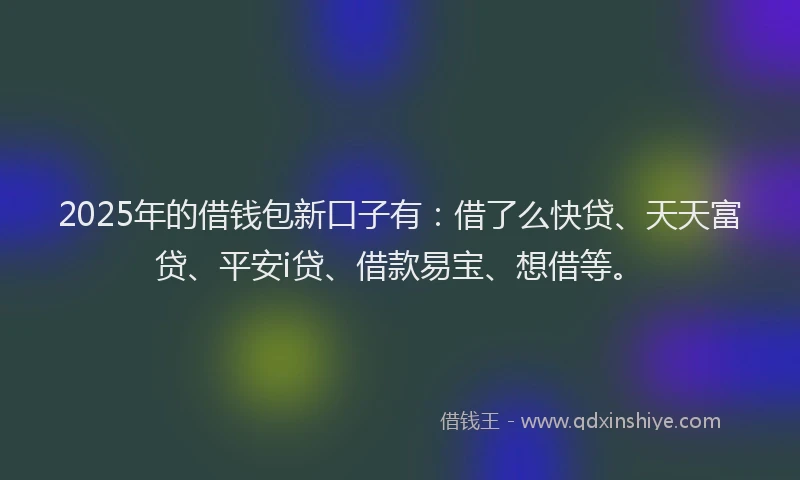 2025年的借钱包新口子有：借了么快贷、天天富贷、平安i贷、借款易宝、想借等。