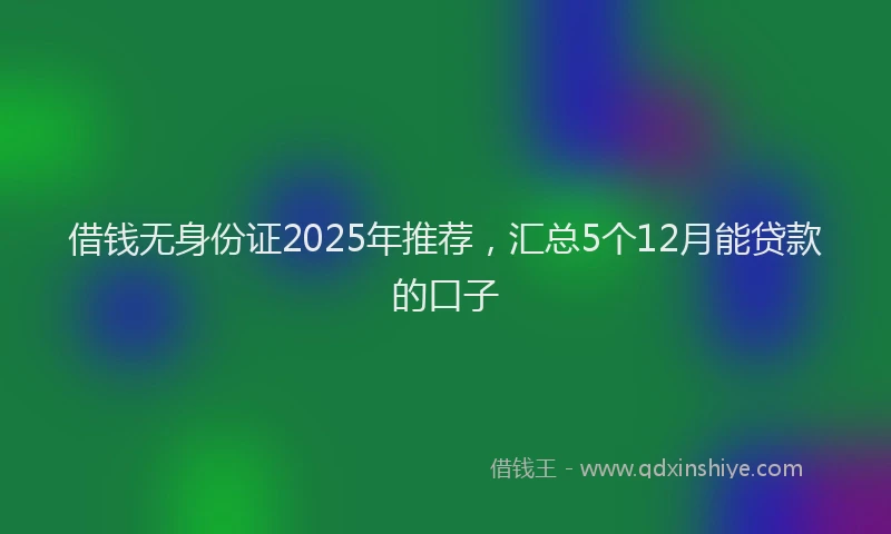 借钱无身份证2025年推荐，汇总5个12月能贷款的口子