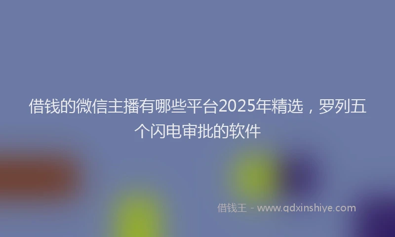 借钱的微信主播有哪些平台2025年精选，罗列五个闪电审批的软件