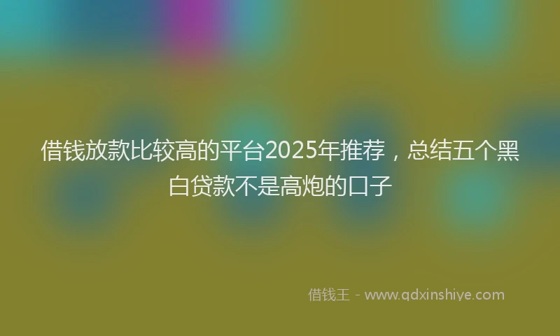借钱放款比较高的平台2025年推荐，总结五个黑白贷款不是高炮的口子