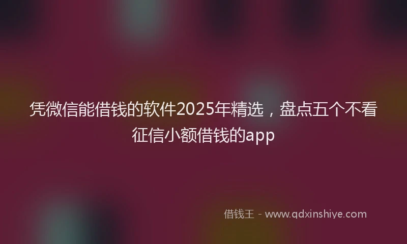 凭微信能借钱的软件2025年精选，盘点五个不看征信小额借钱的app
