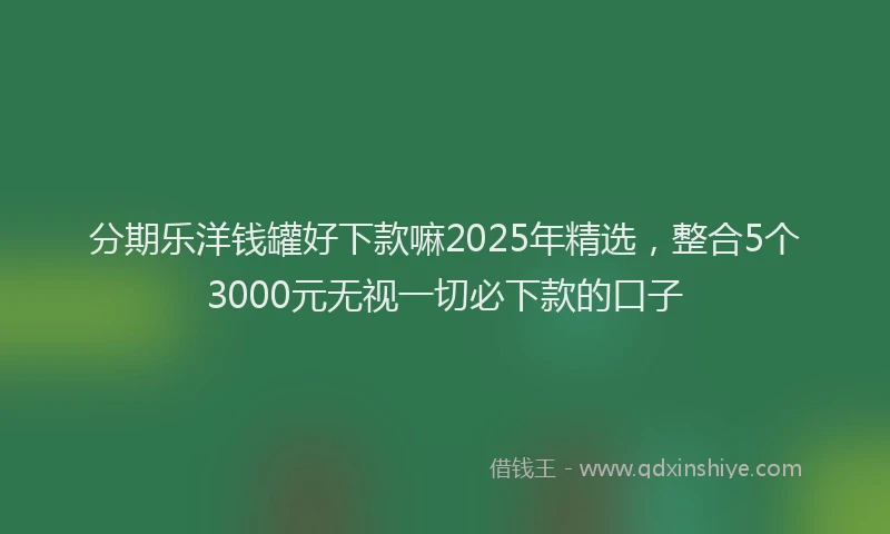 分期乐洋钱罐好下款嘛2025年精选，整合5个3000元无视一切必下款的口子