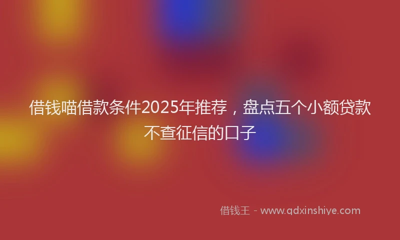 借钱喵借款条件2025年推荐，盘点五个小额贷款不查征信的口子